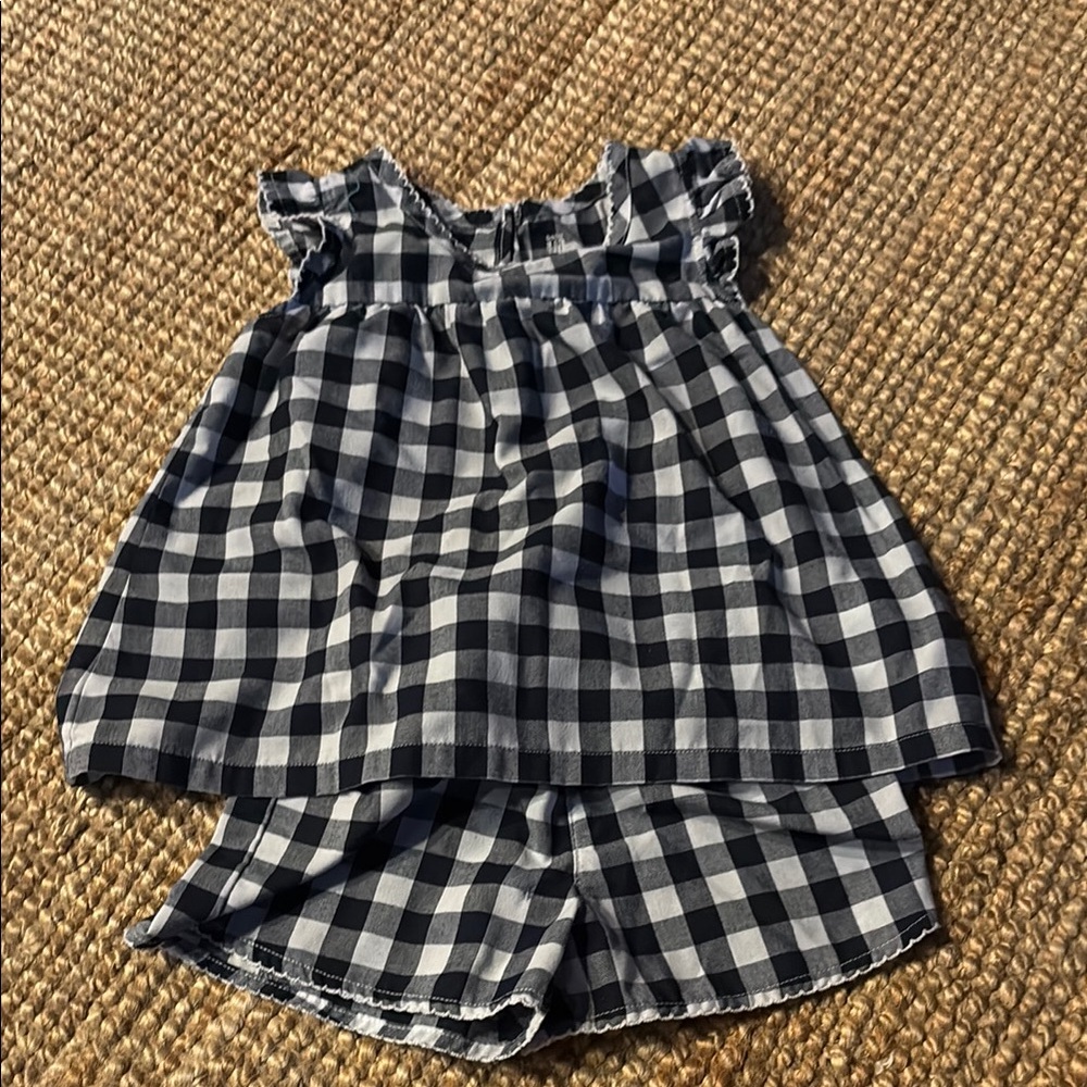 GAP Navy and White Checkered Baby Outfit